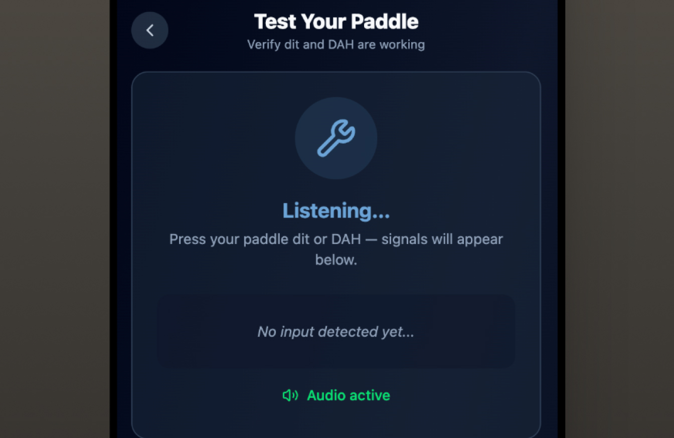 A guided detection flow confirms hardware is connected and calibrated correctly before the first session. First-time setup for something the browser was never designed to support.