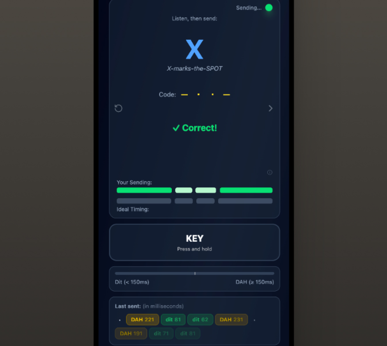 The finished interaction. A web browser, a physical device, and a practice environment precise enough to build a skill that transfers.